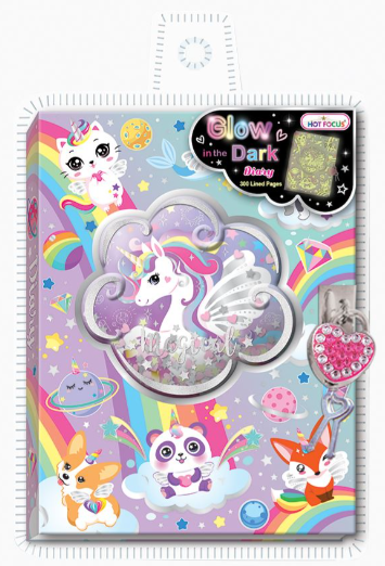 Hot Focus 251GD Diary with Lock & Keys, Glow in the Dark